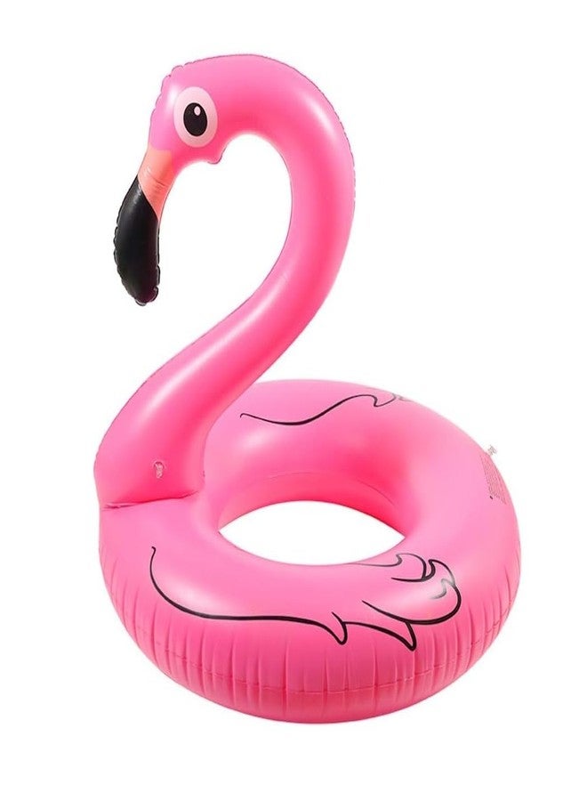 CRULAC Giant Inflatable Flamingo Pool Float | PVC Swimming Ring for Adults & Kids | Summer Pool Party Tubes, Beach Floats & Pool Decorations Blow Up Water Floaties Pink Ring Lounger, 120cm - Image 1